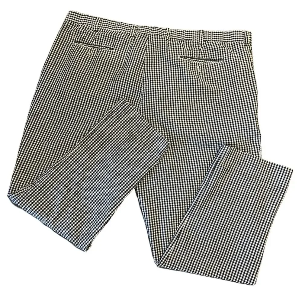 Linea Uomo Gingham Navy White Vest And Dress Pant Coord Set 3X/46X30